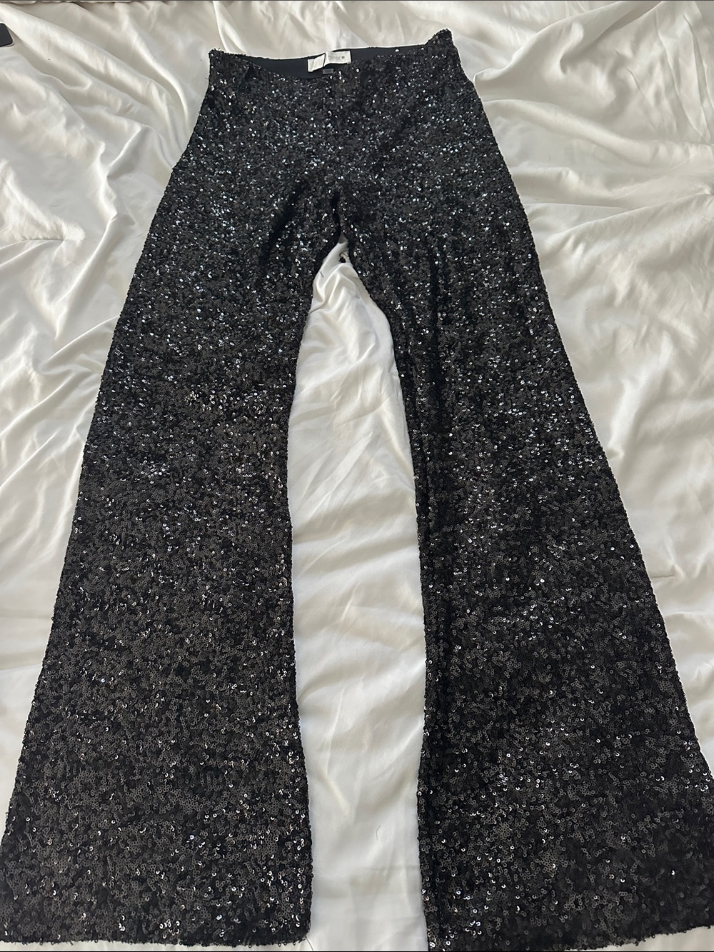 Zara Black Sequin Flared Pants